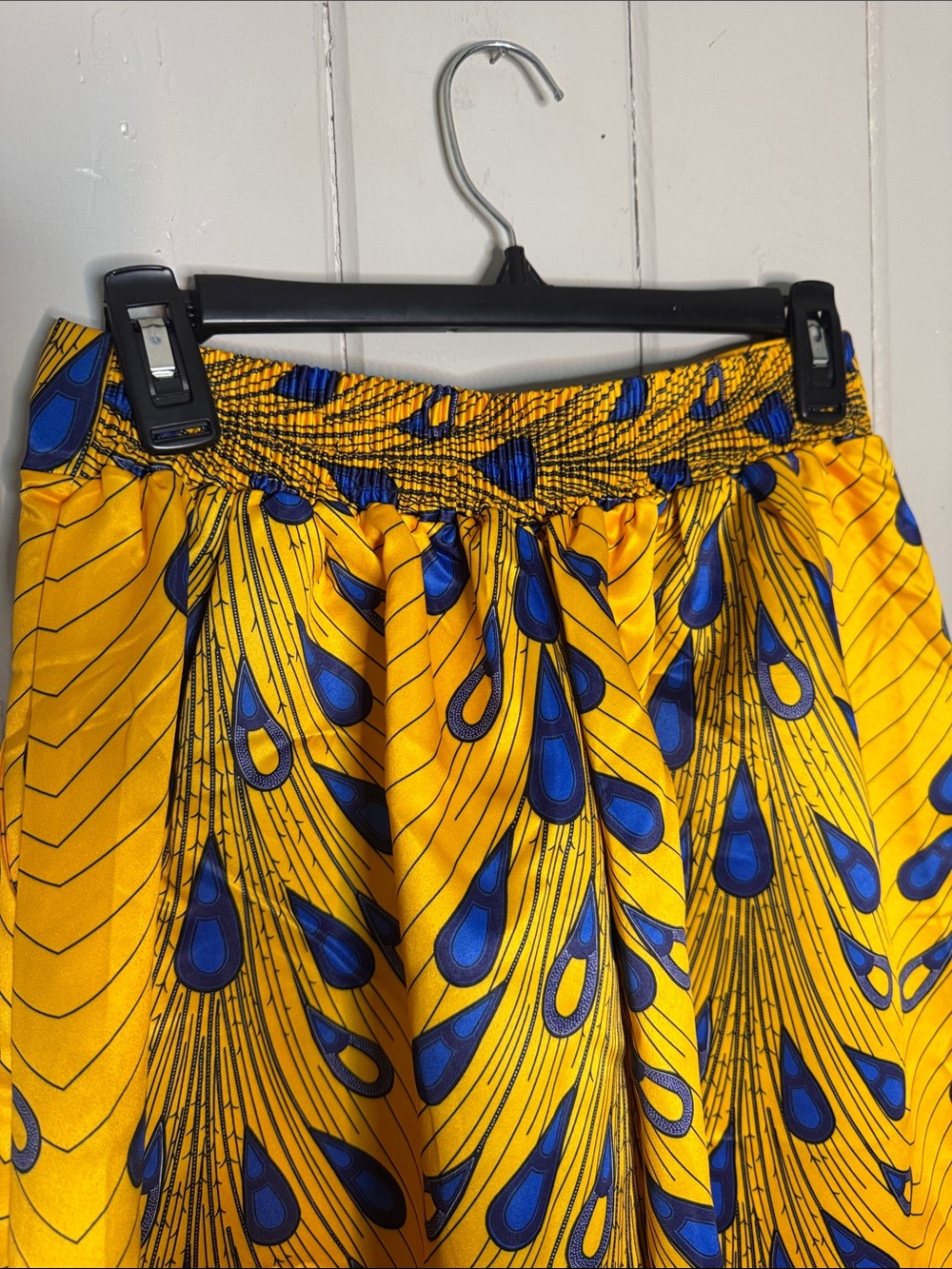 Yellow & Blue Patterned Maxi Skirt with Pockets - Picture 6 of 7